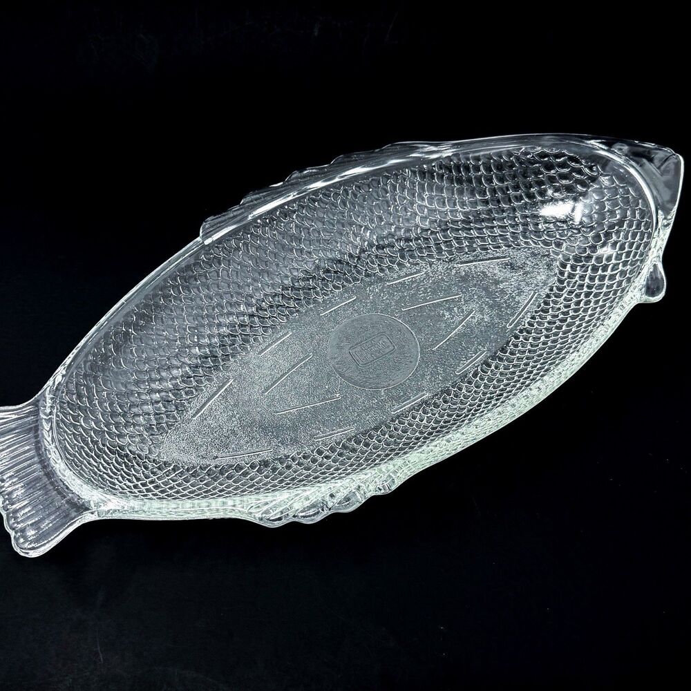 Vintage Glasbake Fish Shaped Glass Baking Dish Serving Platter USA 4141